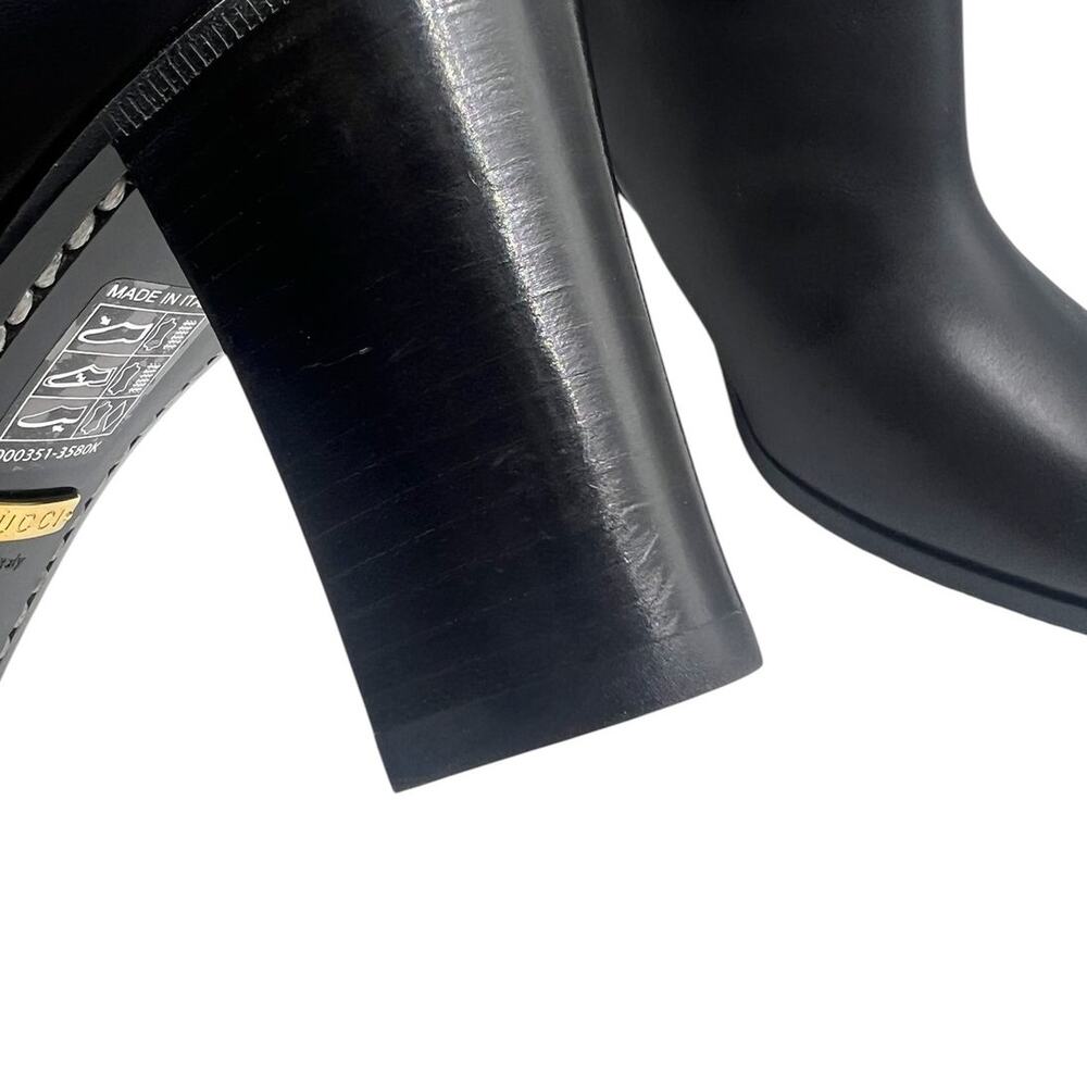 Gucci GG Shearling Leather Fold Over Ankle Boots Nero 37.5 - Picture 13 of 16